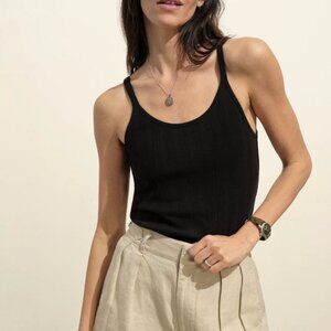 Buck Mason Heirloom Rib Scoop Neck Tank Black Size S